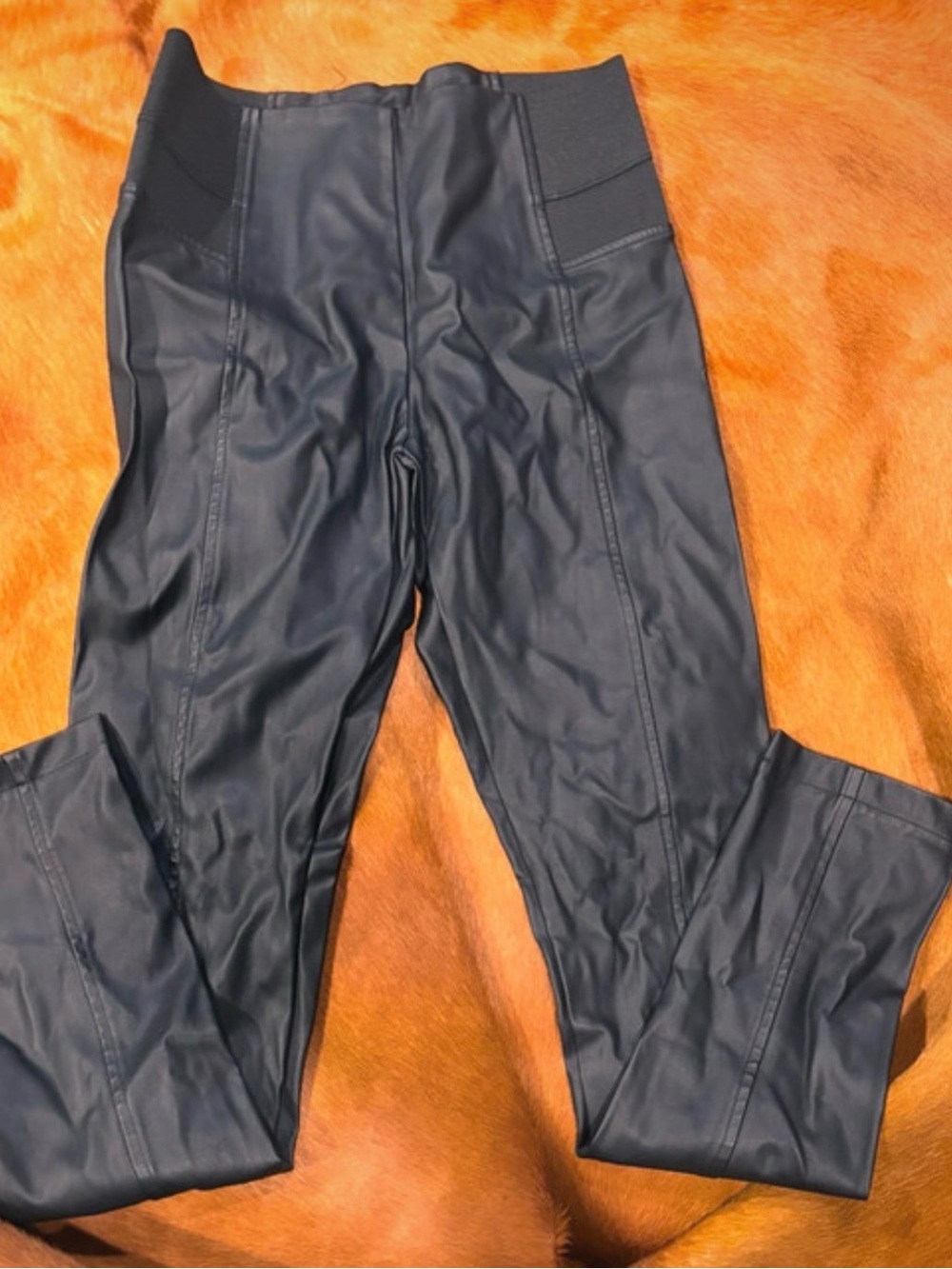 Glamorous Black Faux Leather Leggings with Elastic Waist